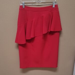 Halogen Scarlet Midi Skirt with Ruffle ❤️